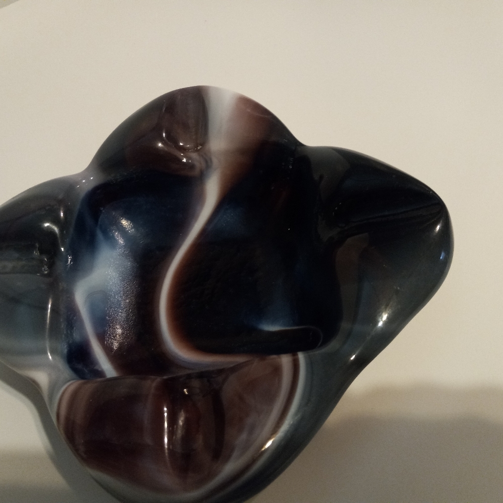 Vintage MCM Purple Slag Glass Ashtray